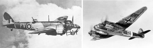  Bron: waroverholland.nl (links) - Bron: wikipedia.org (rechts) Links: lichte Engelse bommenwerper Bristol Blenheim IV - rechts: Duitse Junker 88A, standaardvliegtuig Luftwaffe - Bron: www.waroverholland.nl (links) - Bron: www.wikipedia.org (rechts) 
